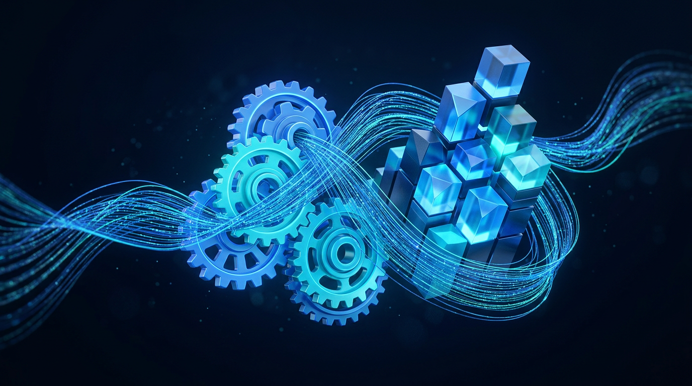 Gears and building blocks with data ribbons